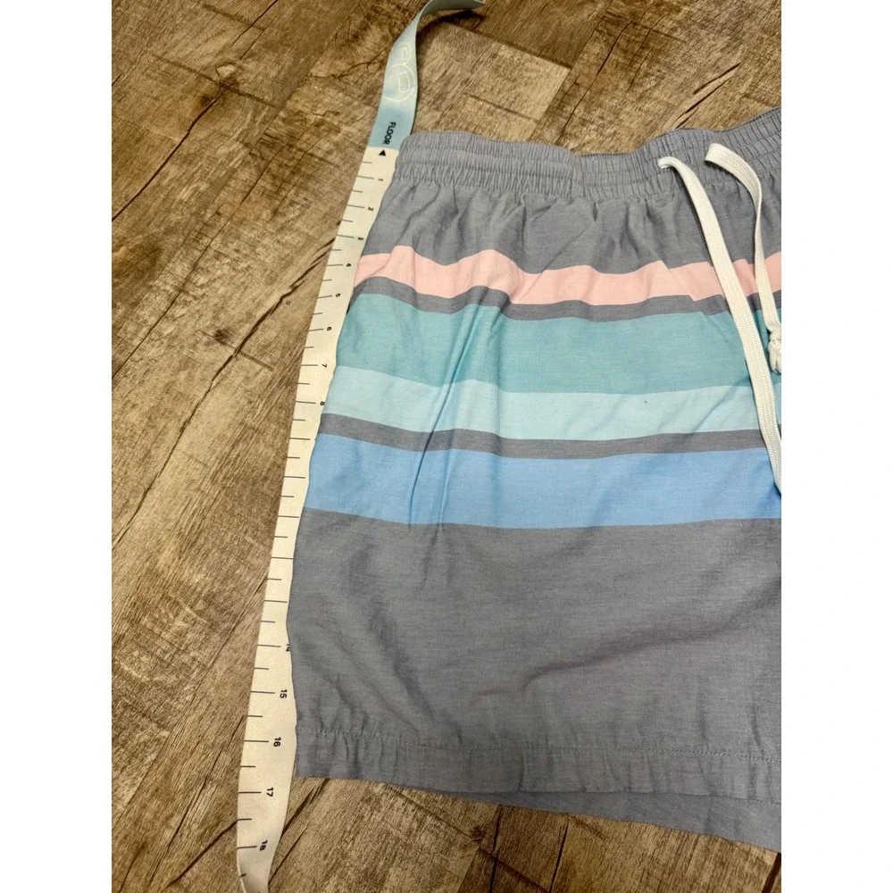 Chubbies Mens Striped Swim Trunks Grey Blue Pink 5.5 Inch Inseam Size Large